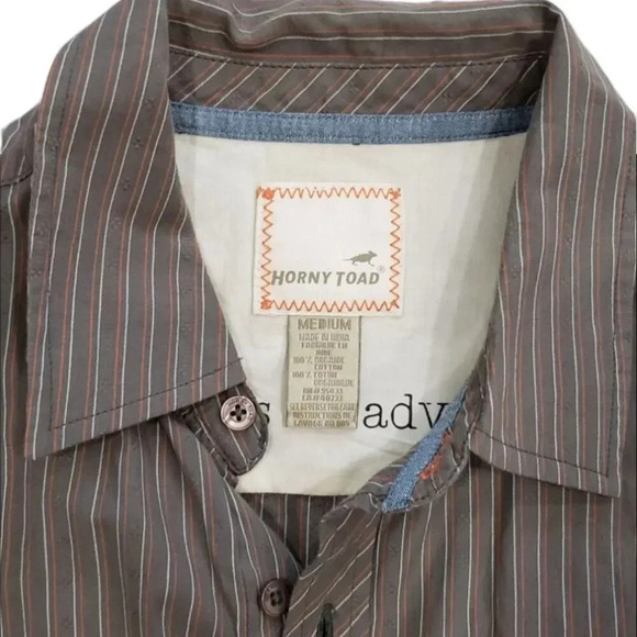 Horny Toad Brown Striped Cotton Shirt M - Picture 3 of 3